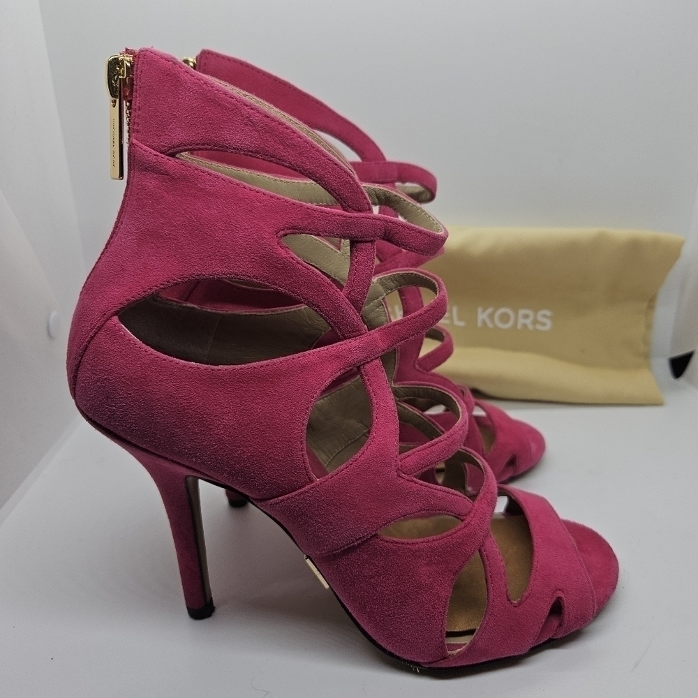 Michael Kors Collection hot pink suede Casey cutout stiletto sandals EU 37